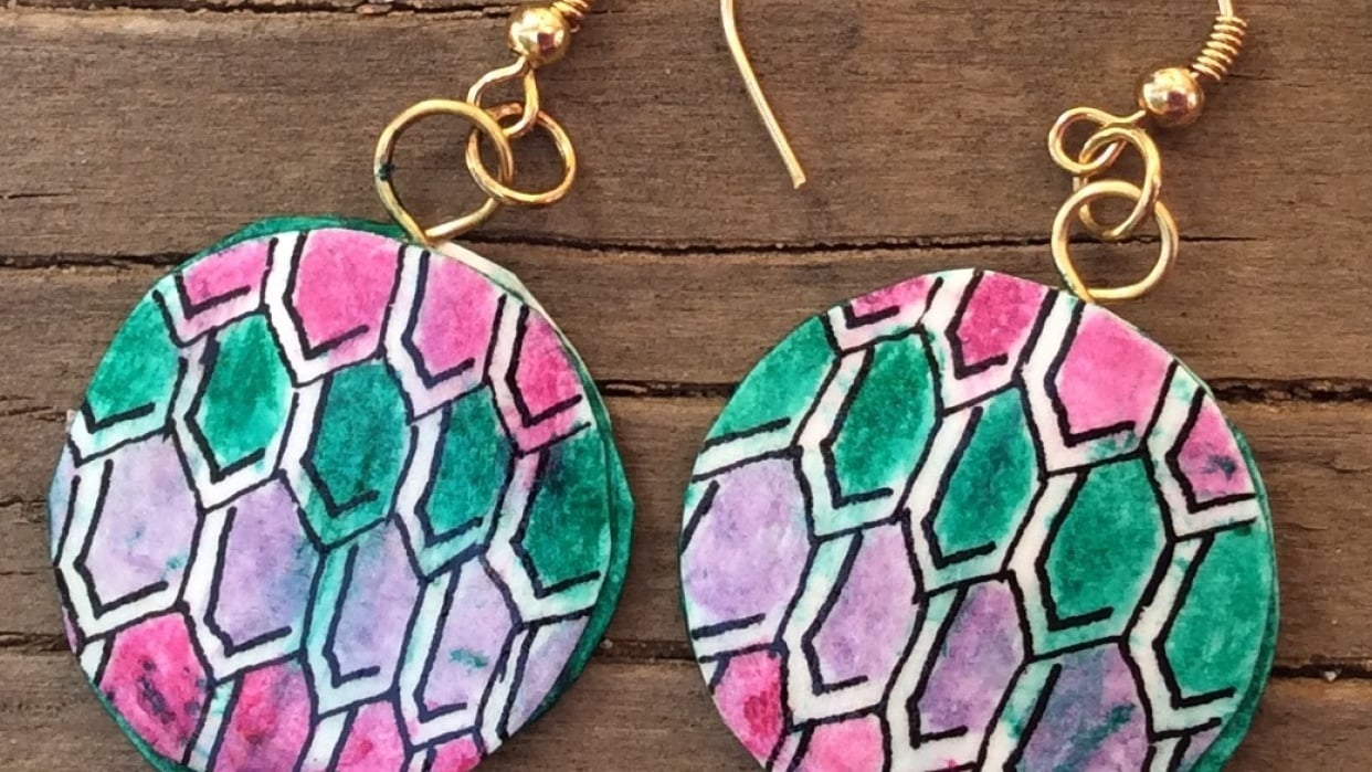 Honeycomb and Christmas Bulb Earrings - student project