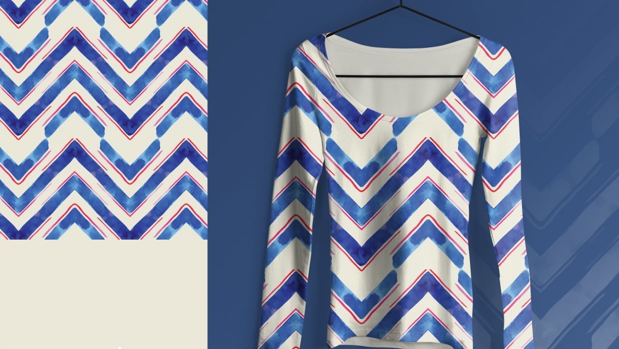 Pattern Play: Watercolor V in Blue - student project