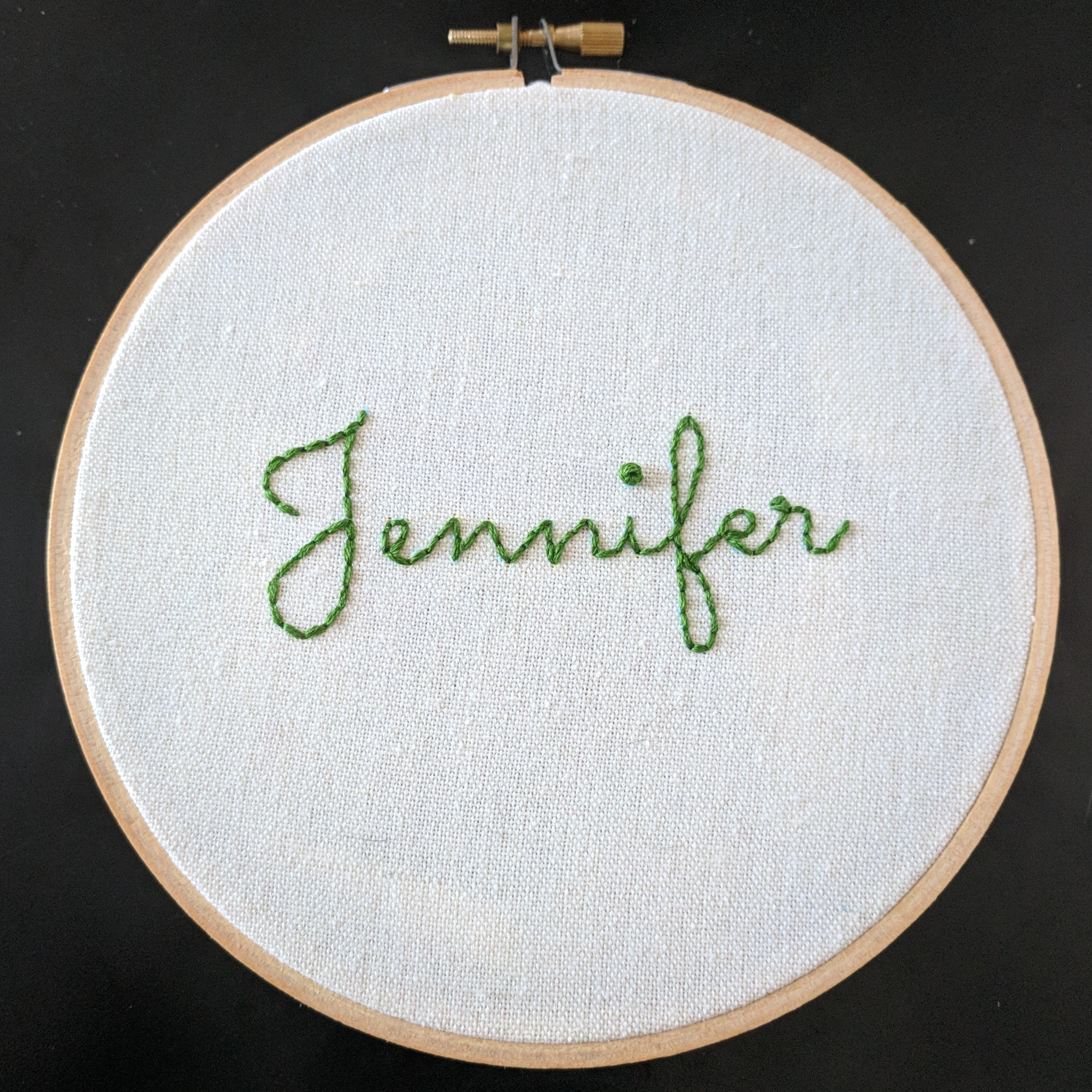 Backstitched Name - student project
