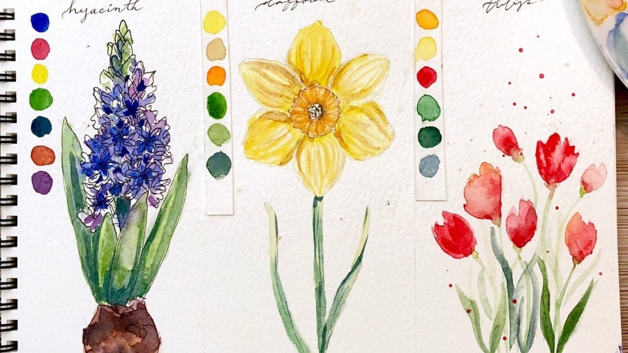 Spring flowers three ways - student project