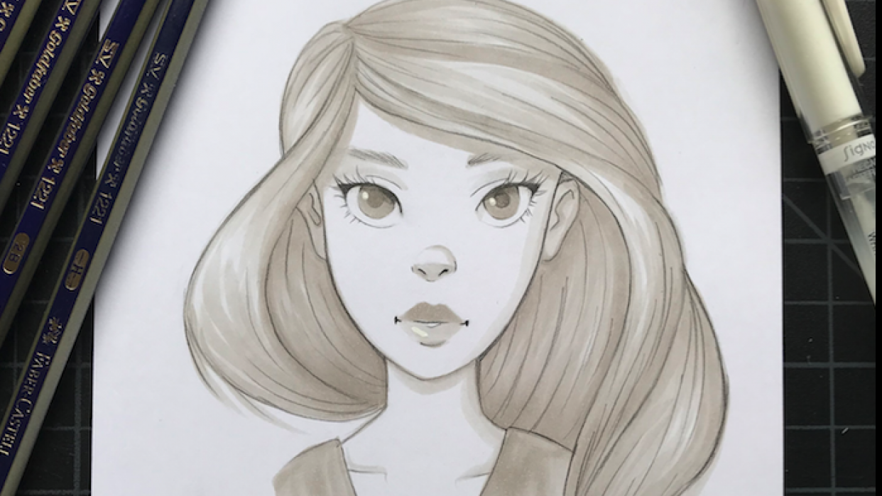 Portrait with Copic Markers - student project