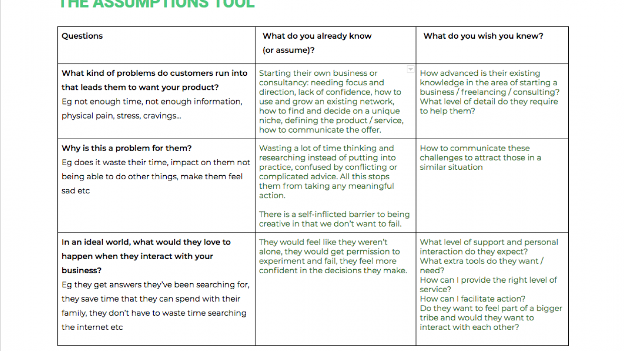 My Assumptions Tool - student project