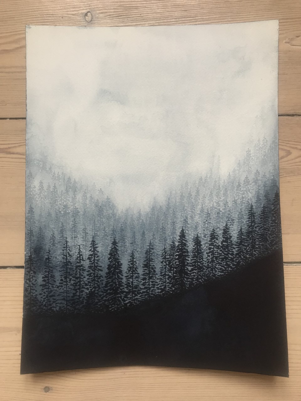 Monochromer Wald in Aquarellfarbe unter Verwendung von Farbwerten | Kolbie  Blume | Skillshare, image size:960x1280