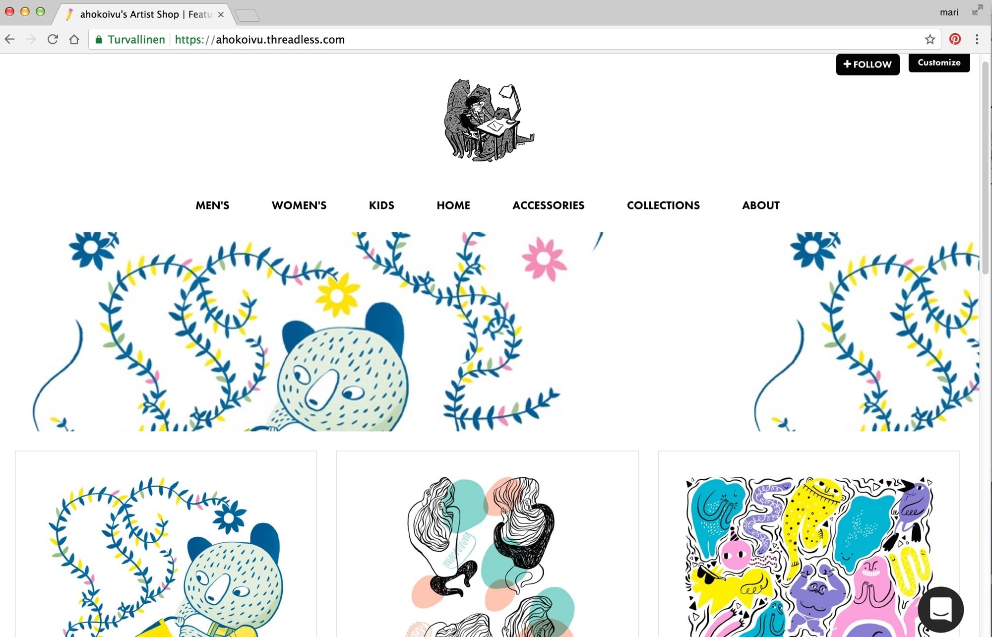 My own Threadless shop - student project