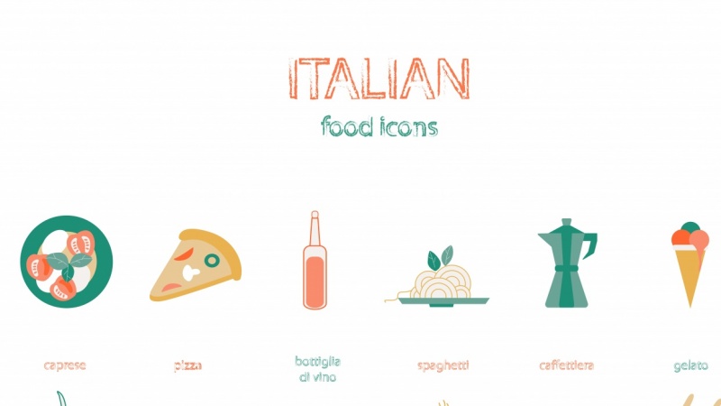 Food Illustration - Italian food icons