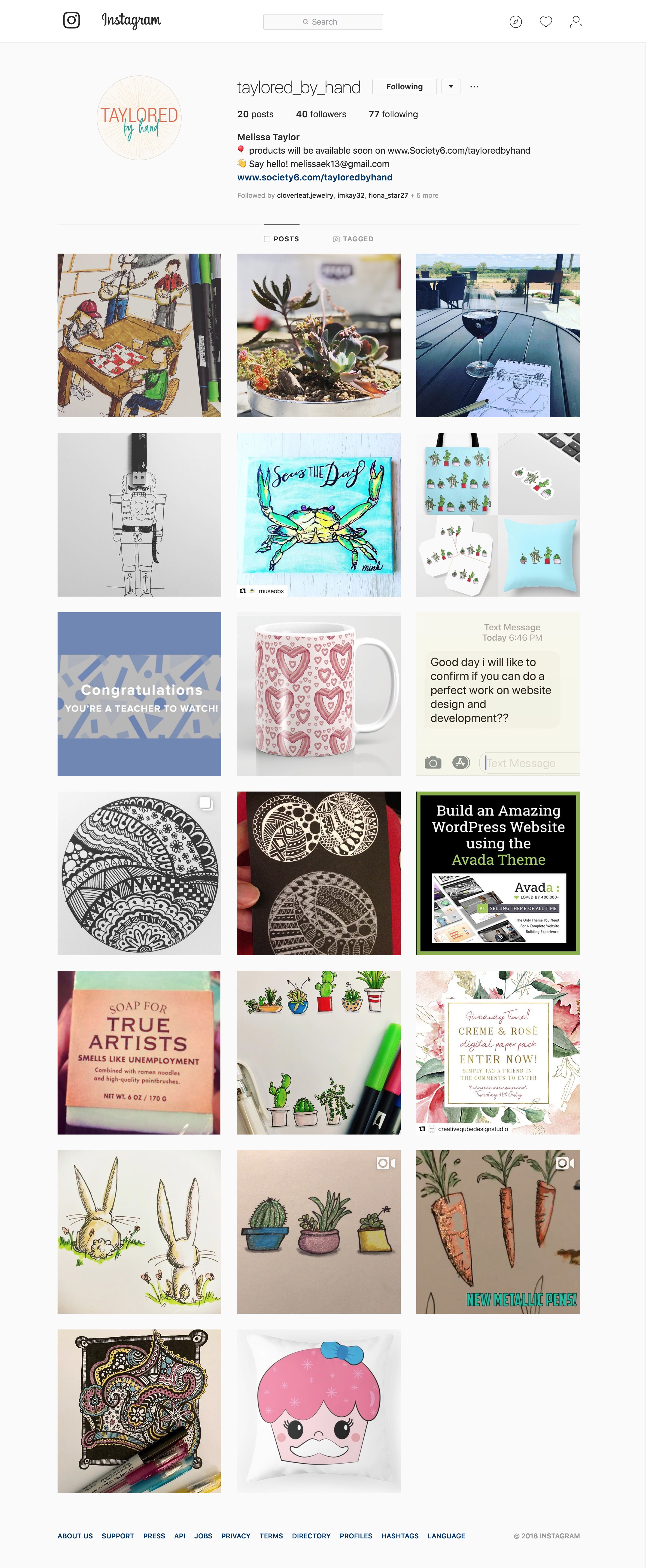 Taylored by Hand - Instagram - student project