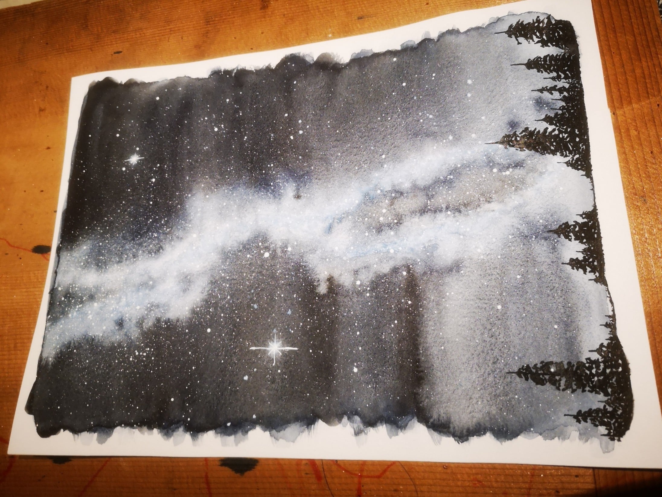 Milky Way watercolour attempt - student project