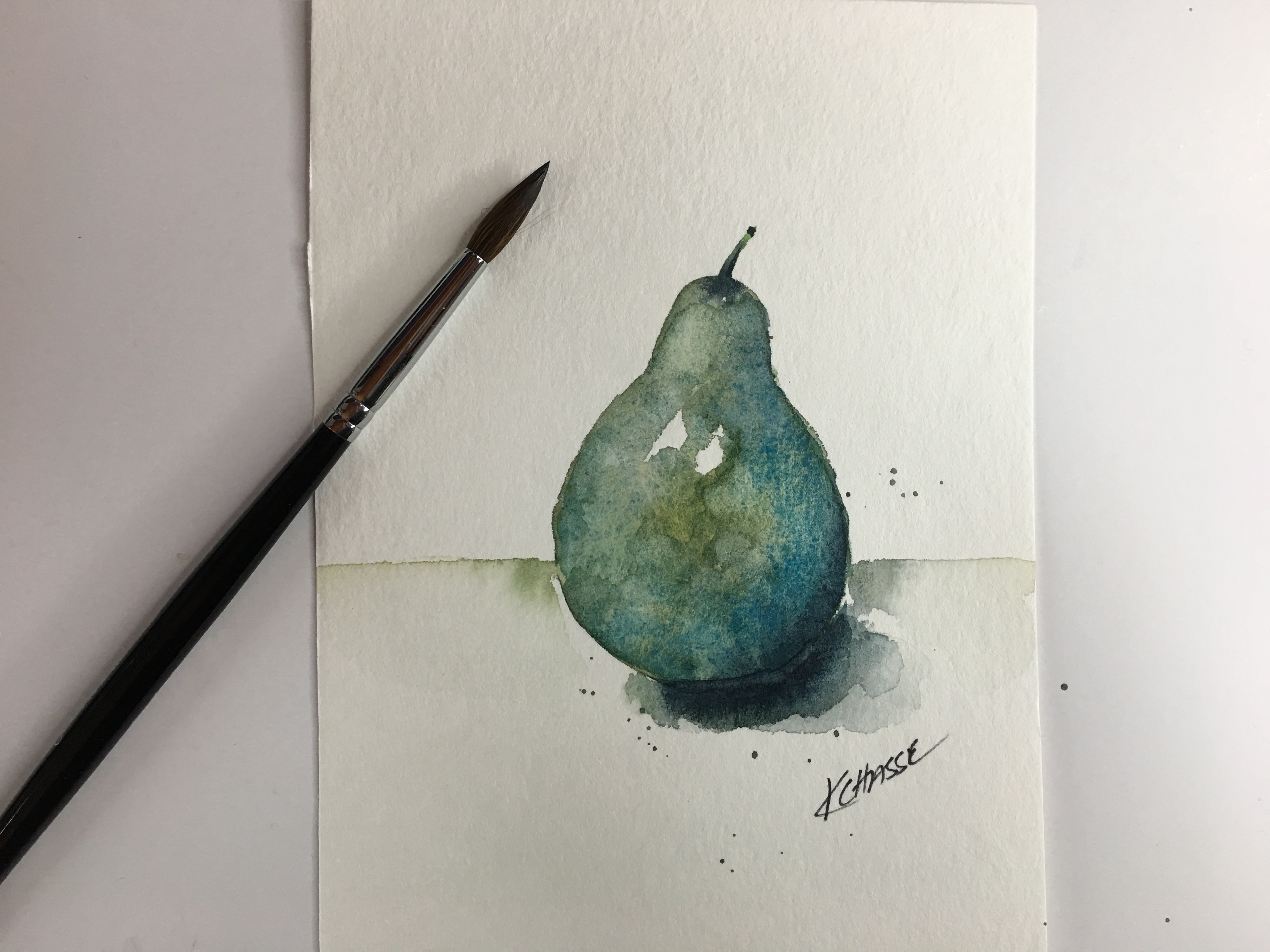 Watercolor Pear by Kellie - student project
