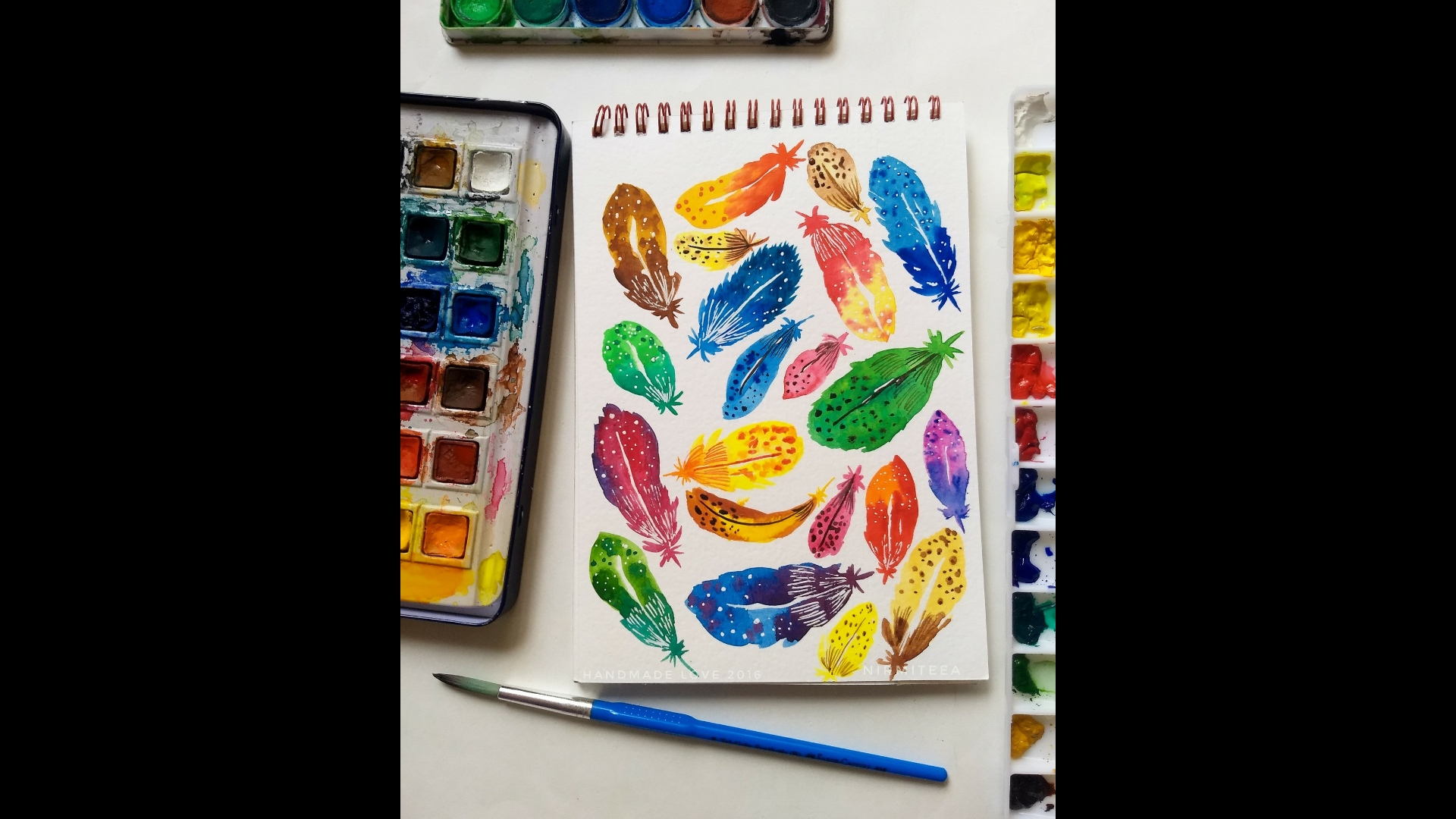 Watercolor Feathers - student project