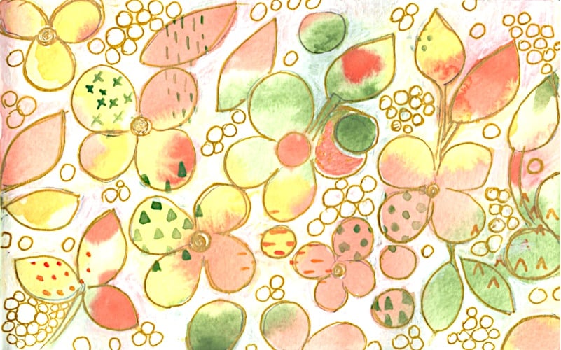 Abstract floral watercolor - student project
