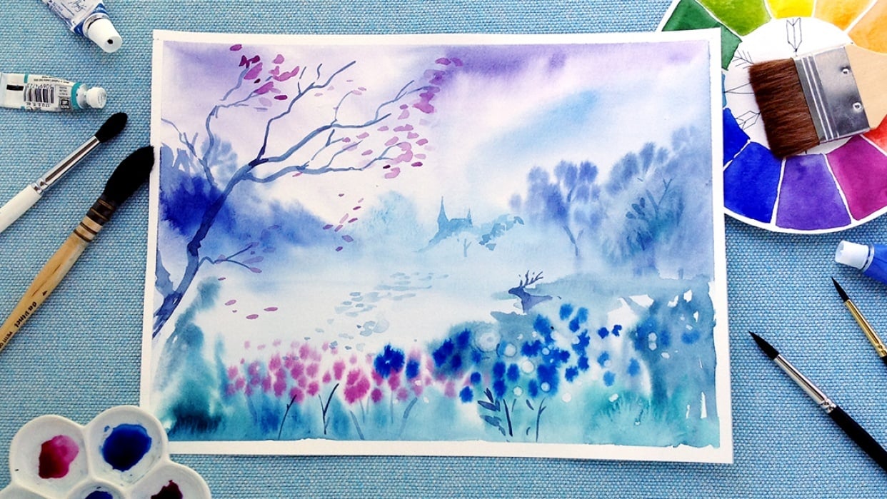 Watercolor Magical Landscape {Sample Project} - student project