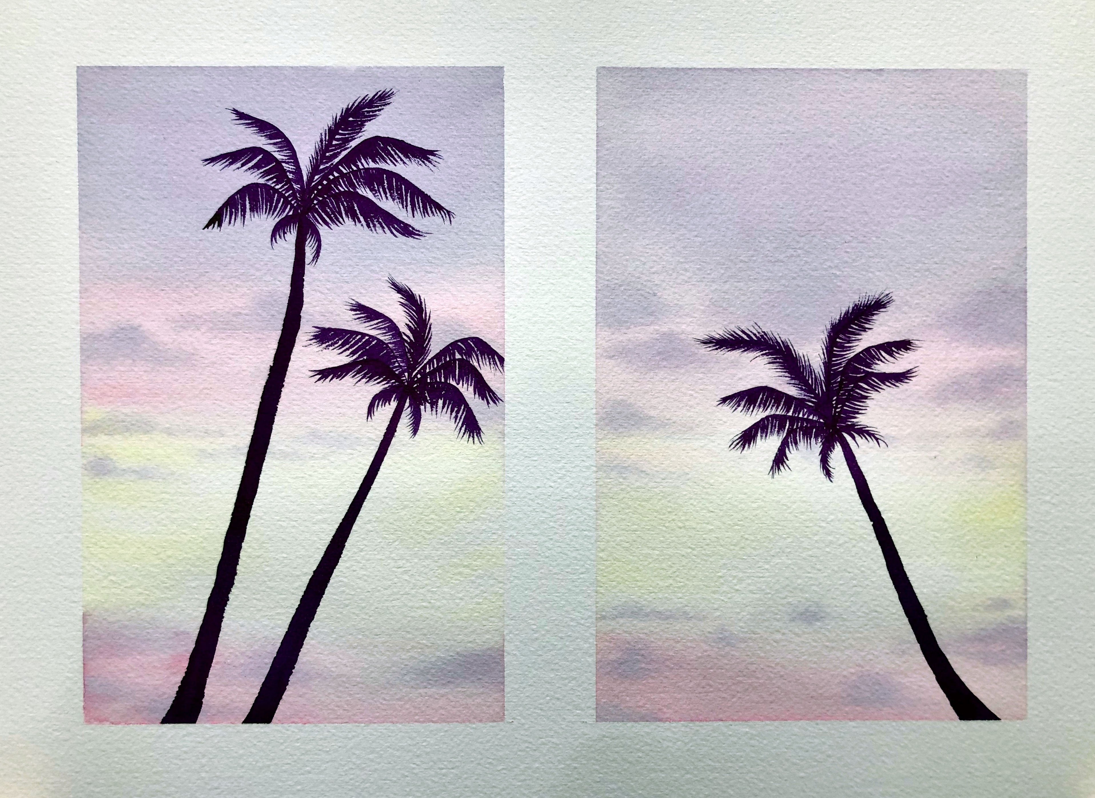 Emma's Watercolour sunset - student project