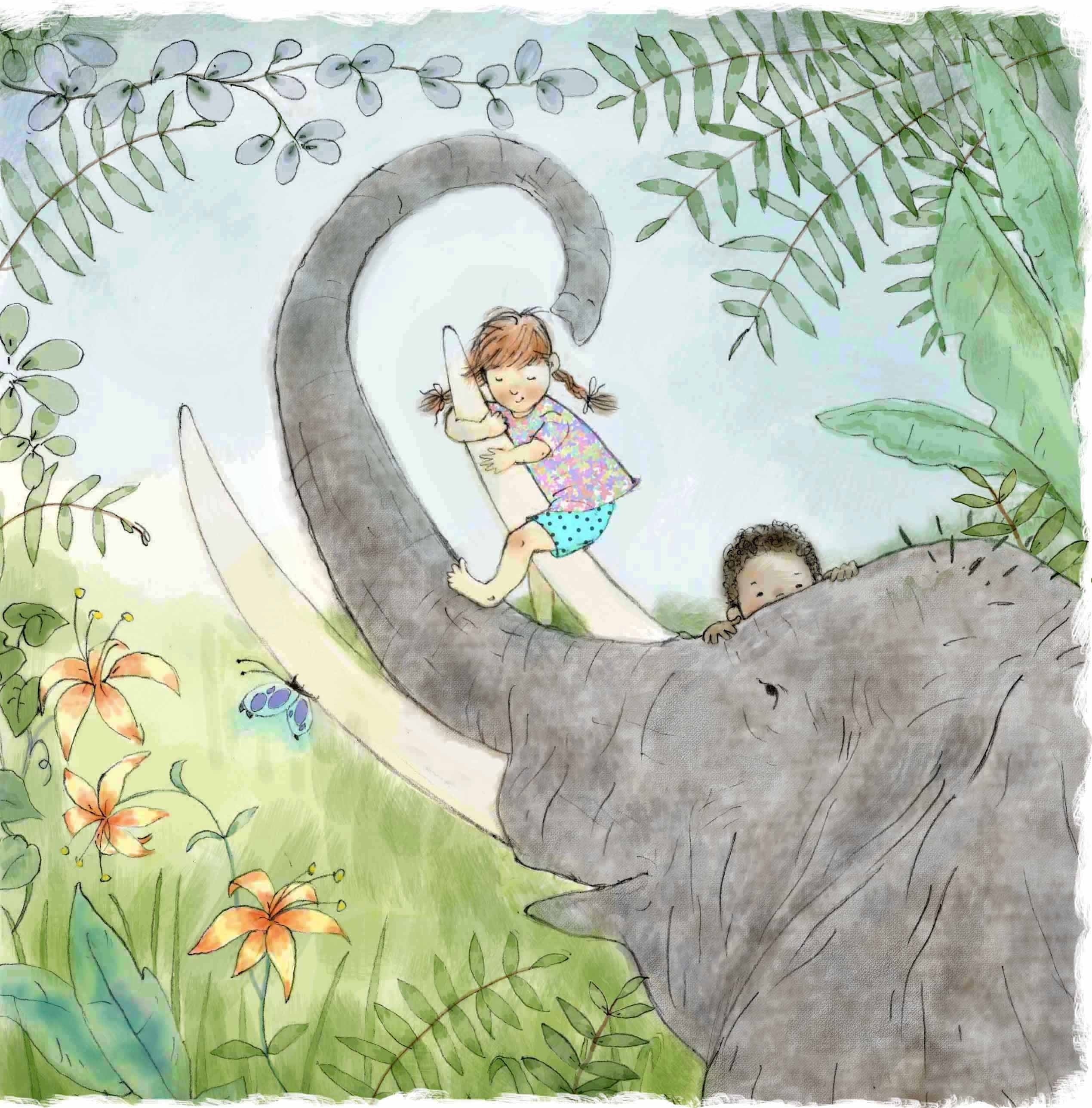children with elephant friend - student project