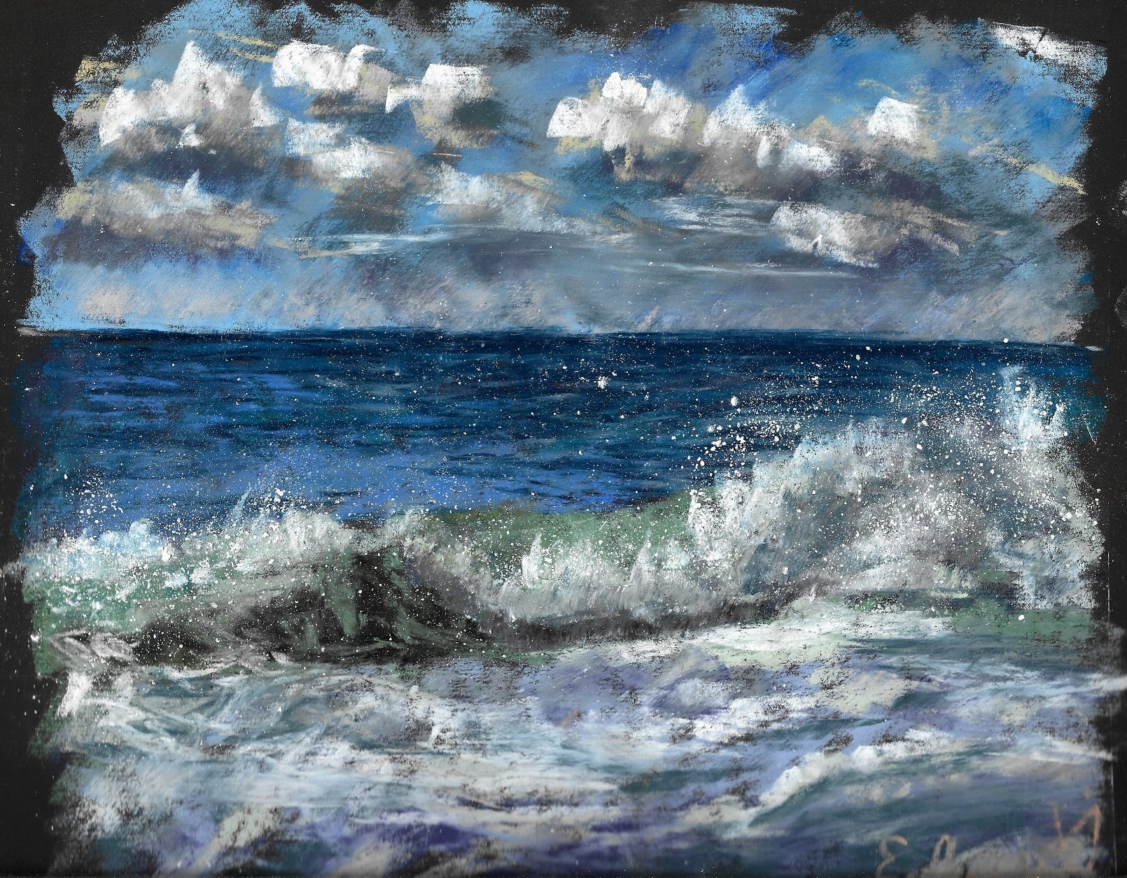 Seascape in soft pastels - student project