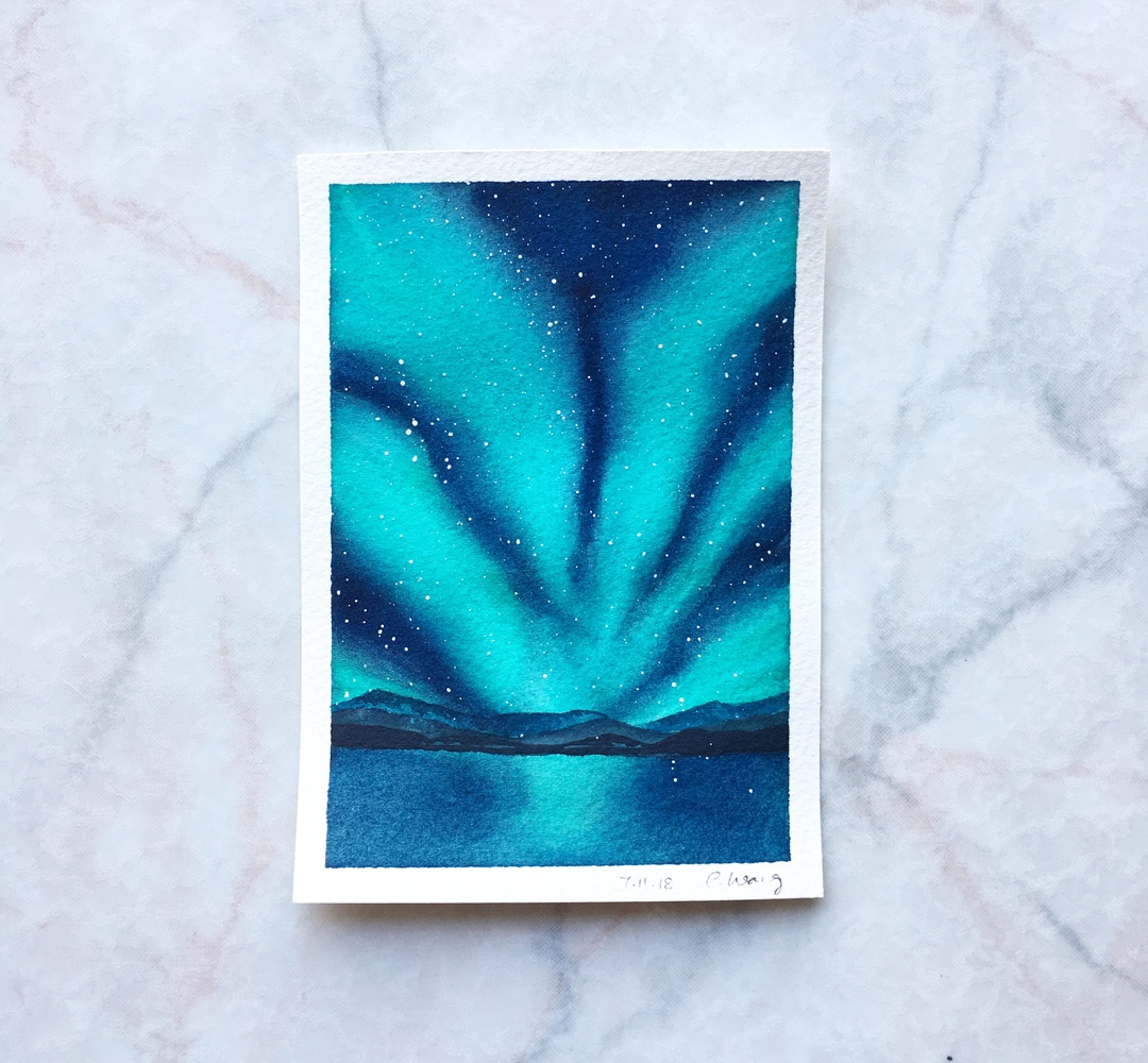 Watercolour Northern Lights - student project