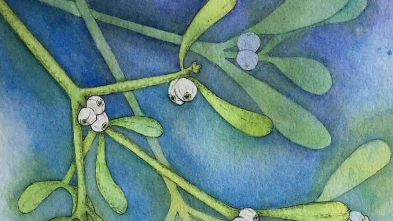 Mistletoe - Negative Painting