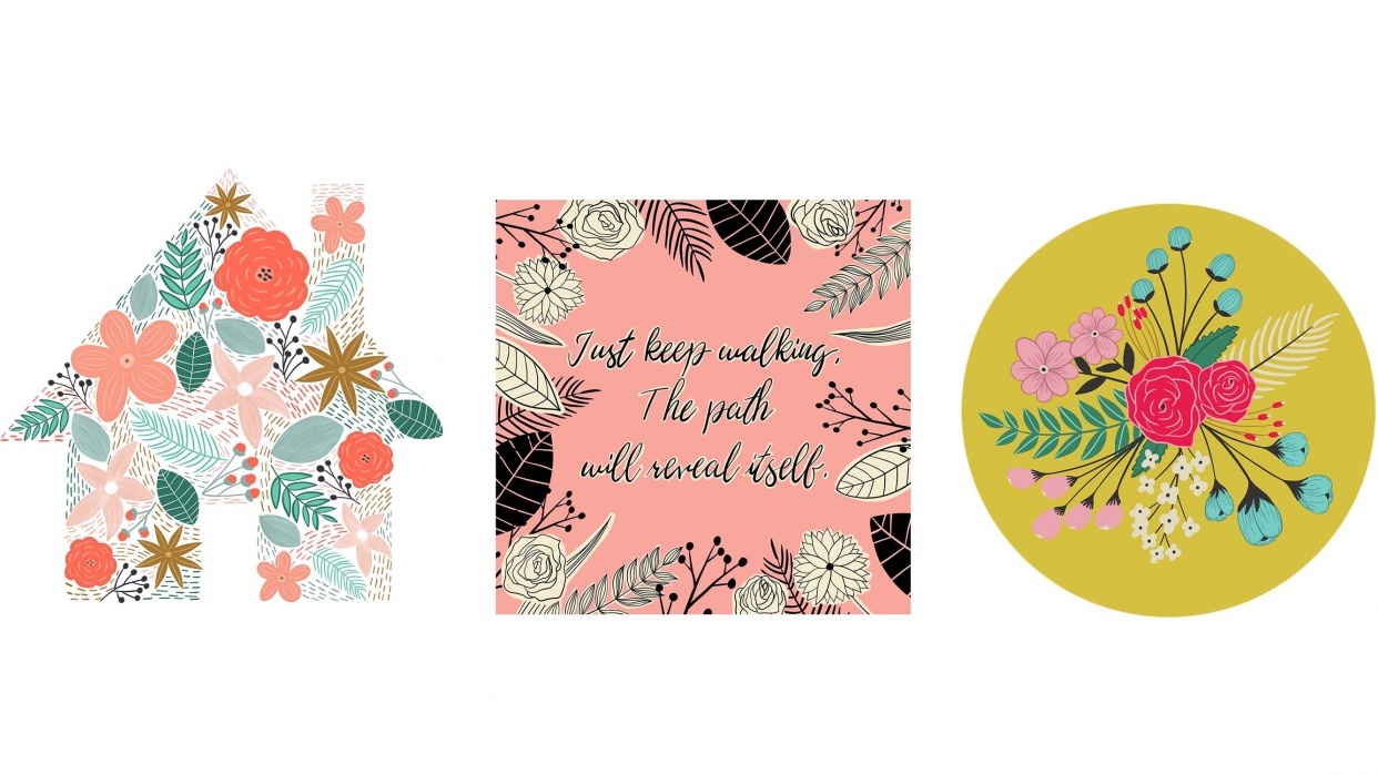 3 Modern Floral iPad Projects Made in Procreate - student project