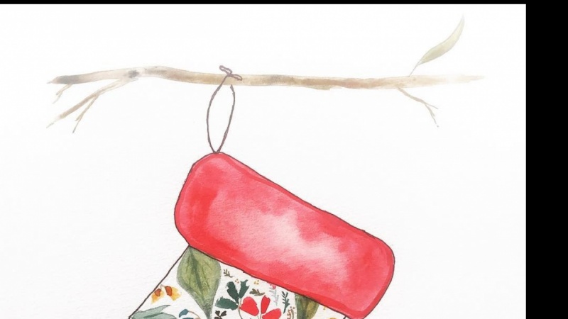 The stocking was hung on a gum in the backyard...