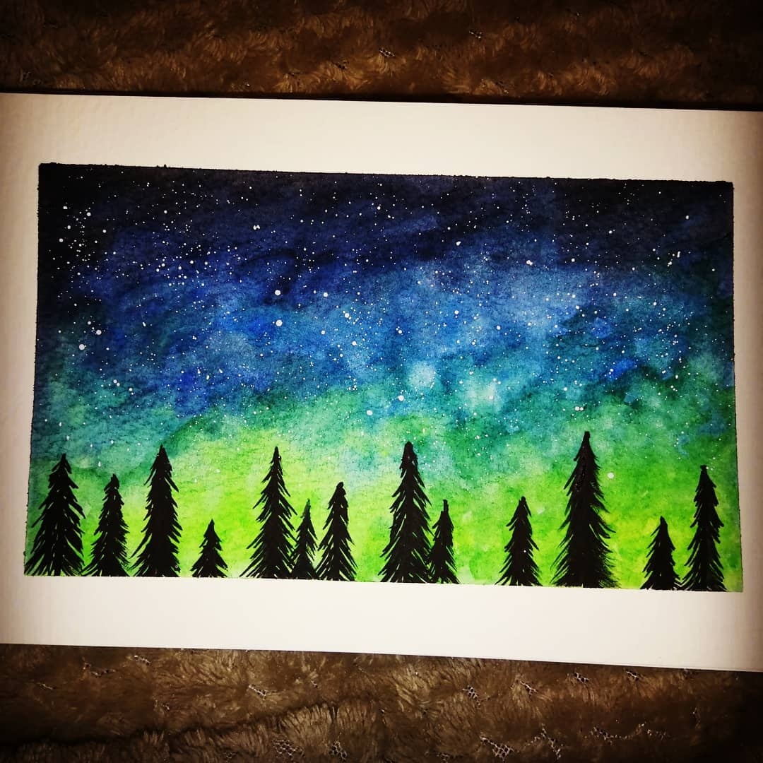Watercolour Stary Night Sky - student project