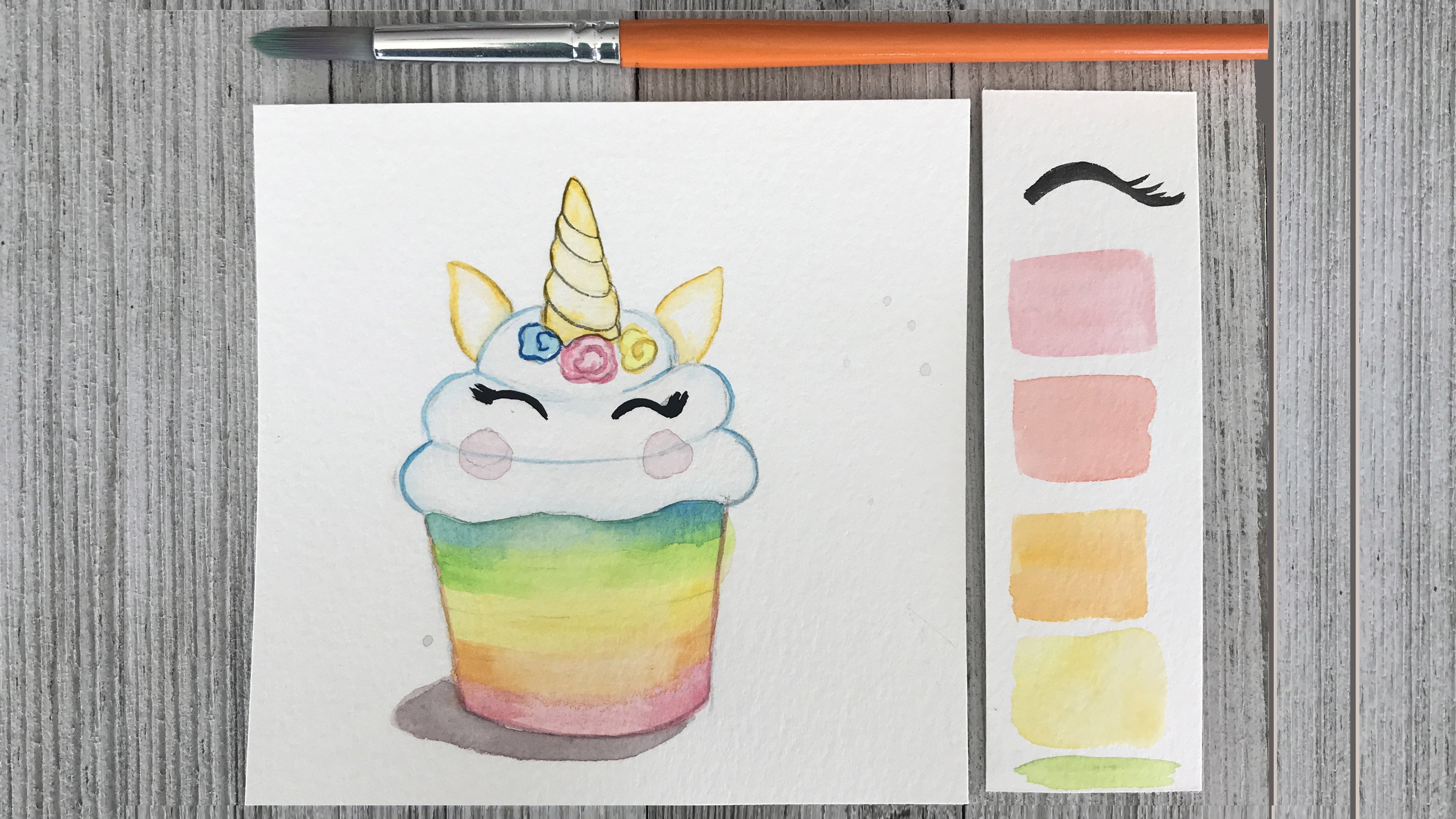 Watercolor Unicorn Cupcake with Color Palette - student project