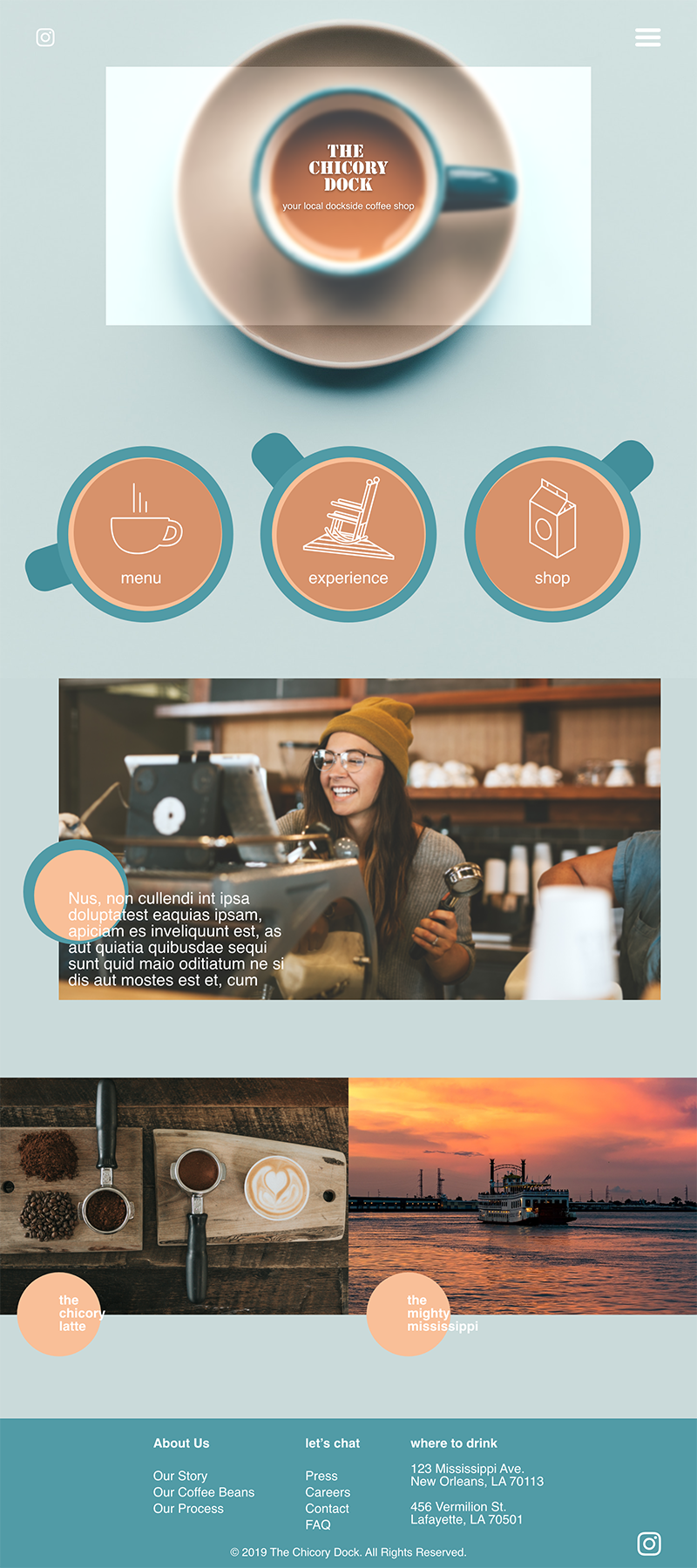 The Chicory Dock Homepage with Adobe XD - student project