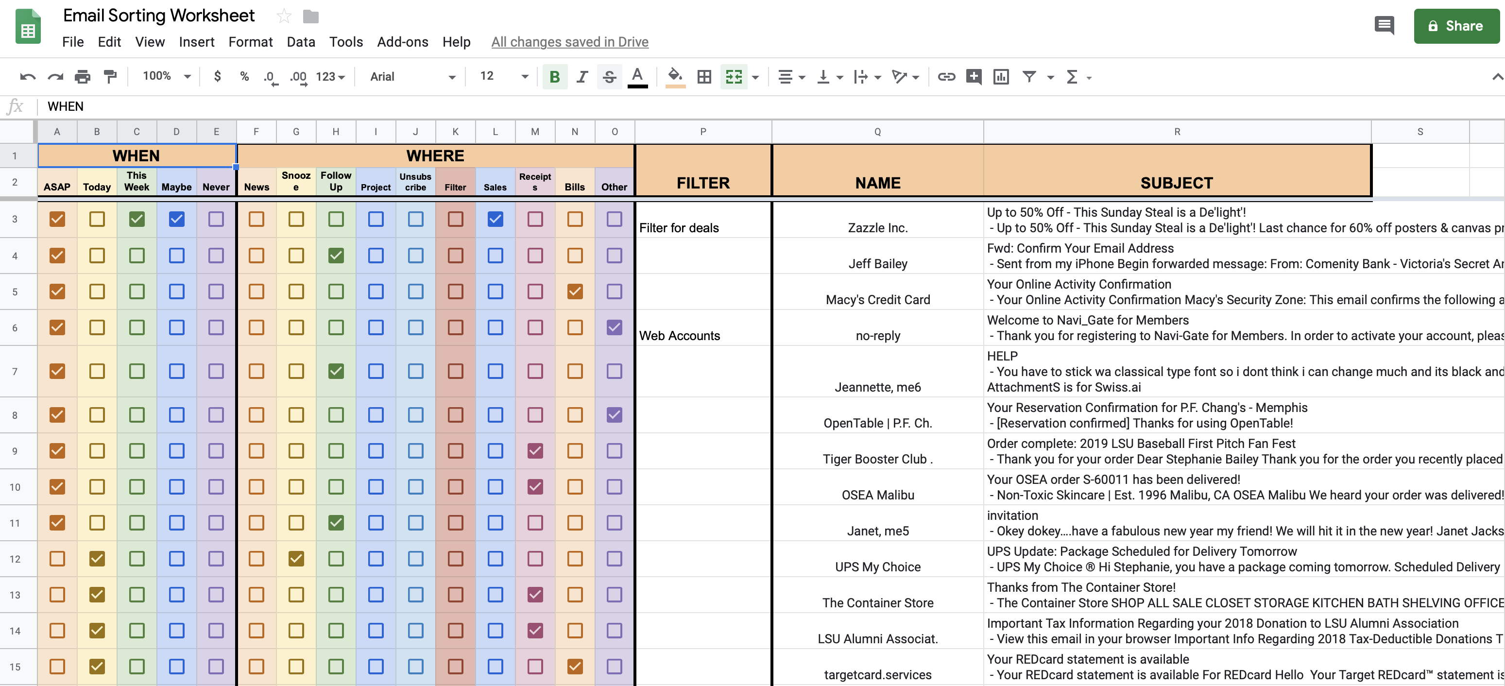 Email sorting really helps! - student project