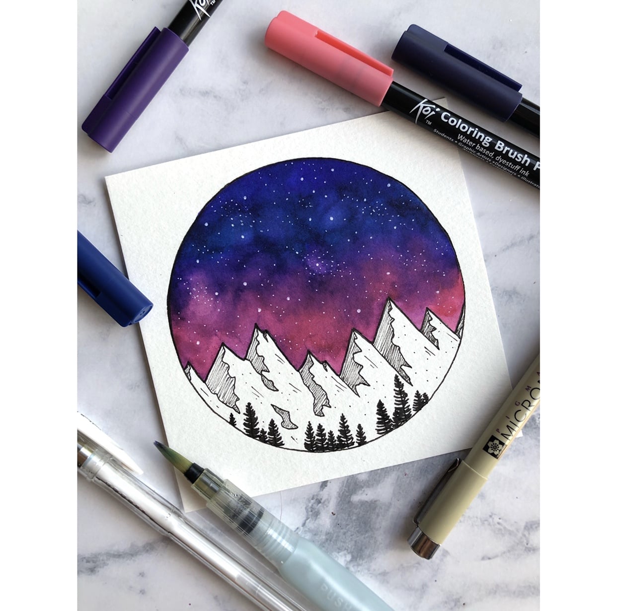Galaxy with a water Based Markers - student project
