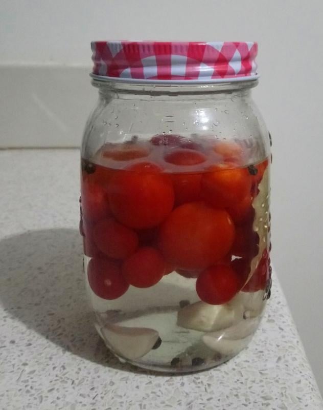 First go at cherry tomatoes lactofermentation - student project