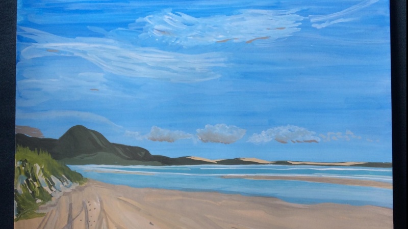 Beach Landscape in Gouache