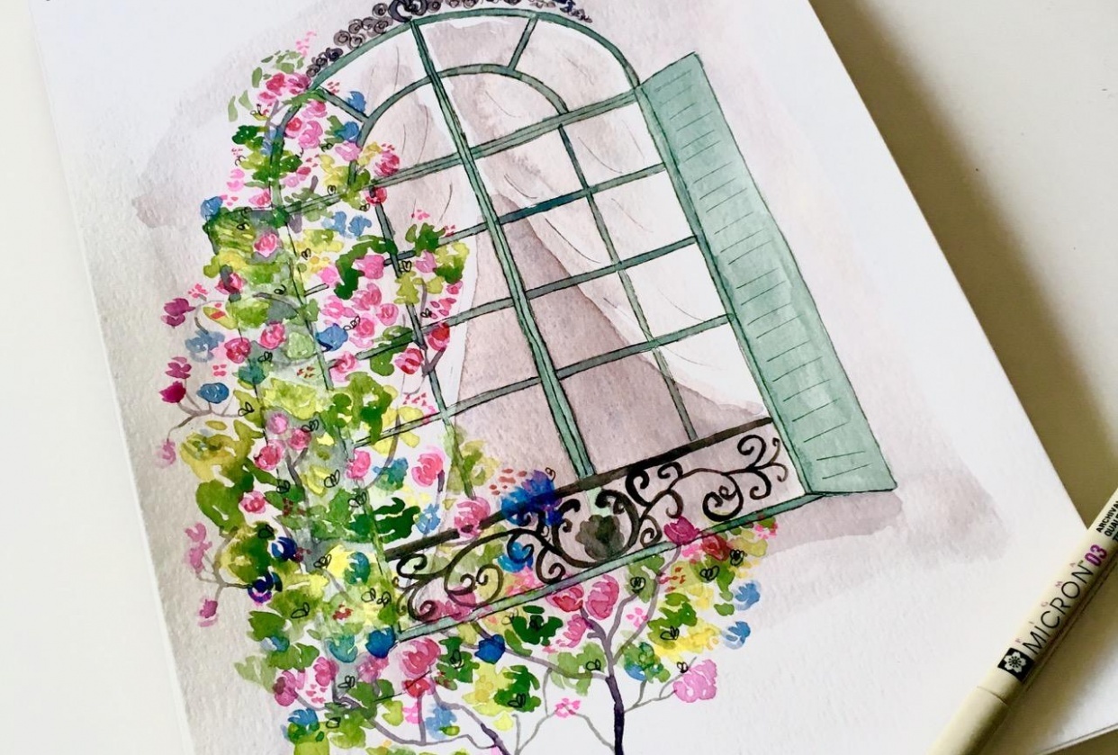 French Window with Summer Flowers - student project