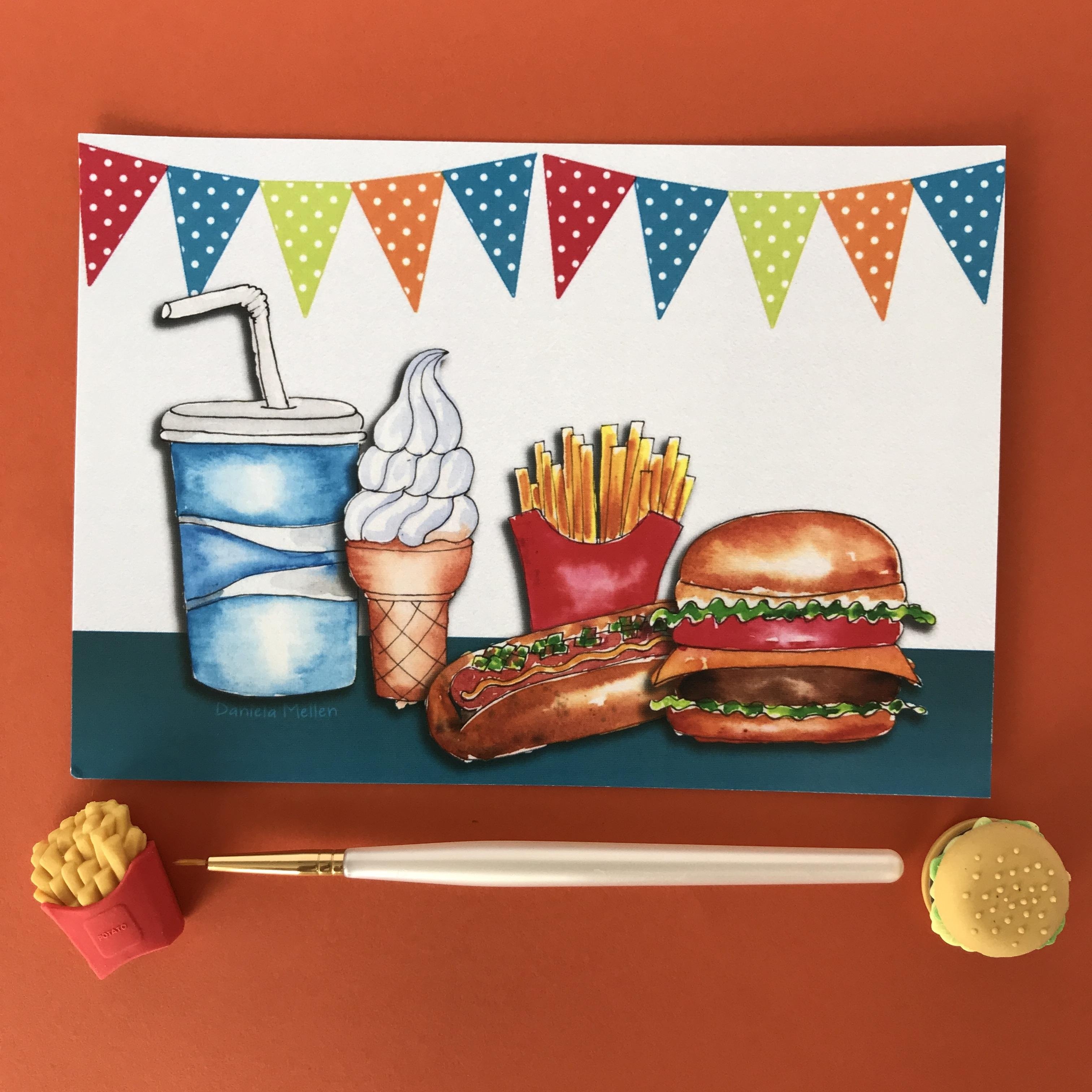 Watercolor Fast Food Images. Now, that's a meal! - student project