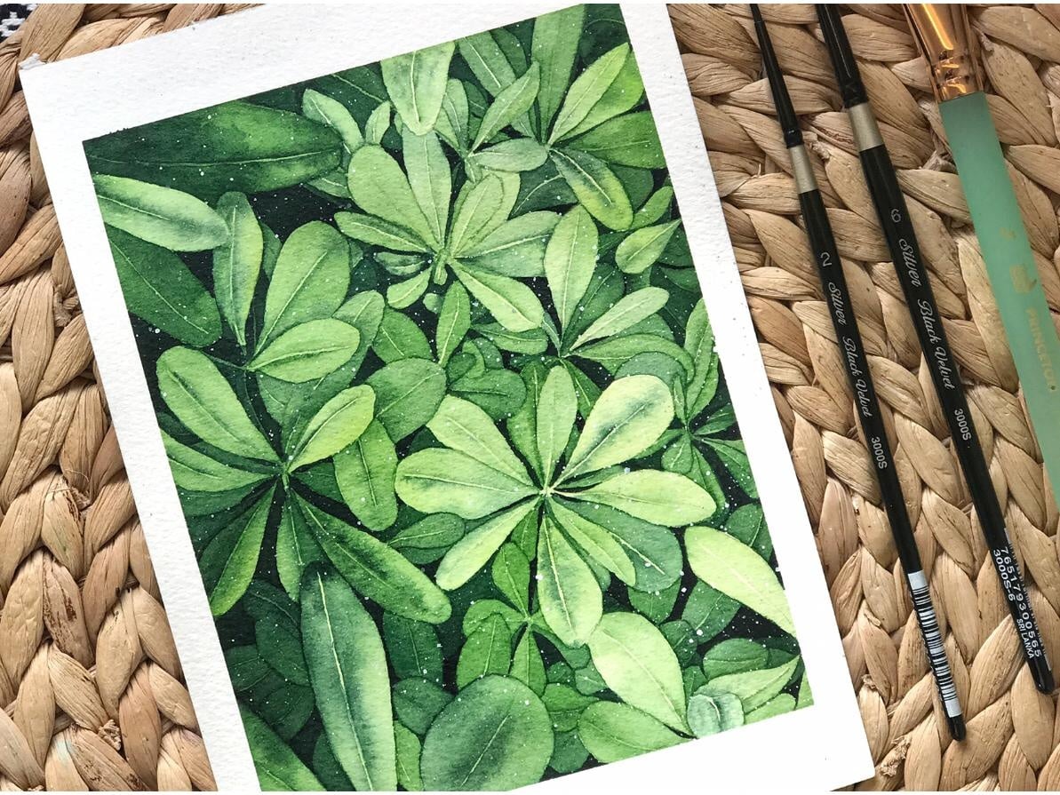 Negative Painting - Japanese Mock Orange Shrub - student project