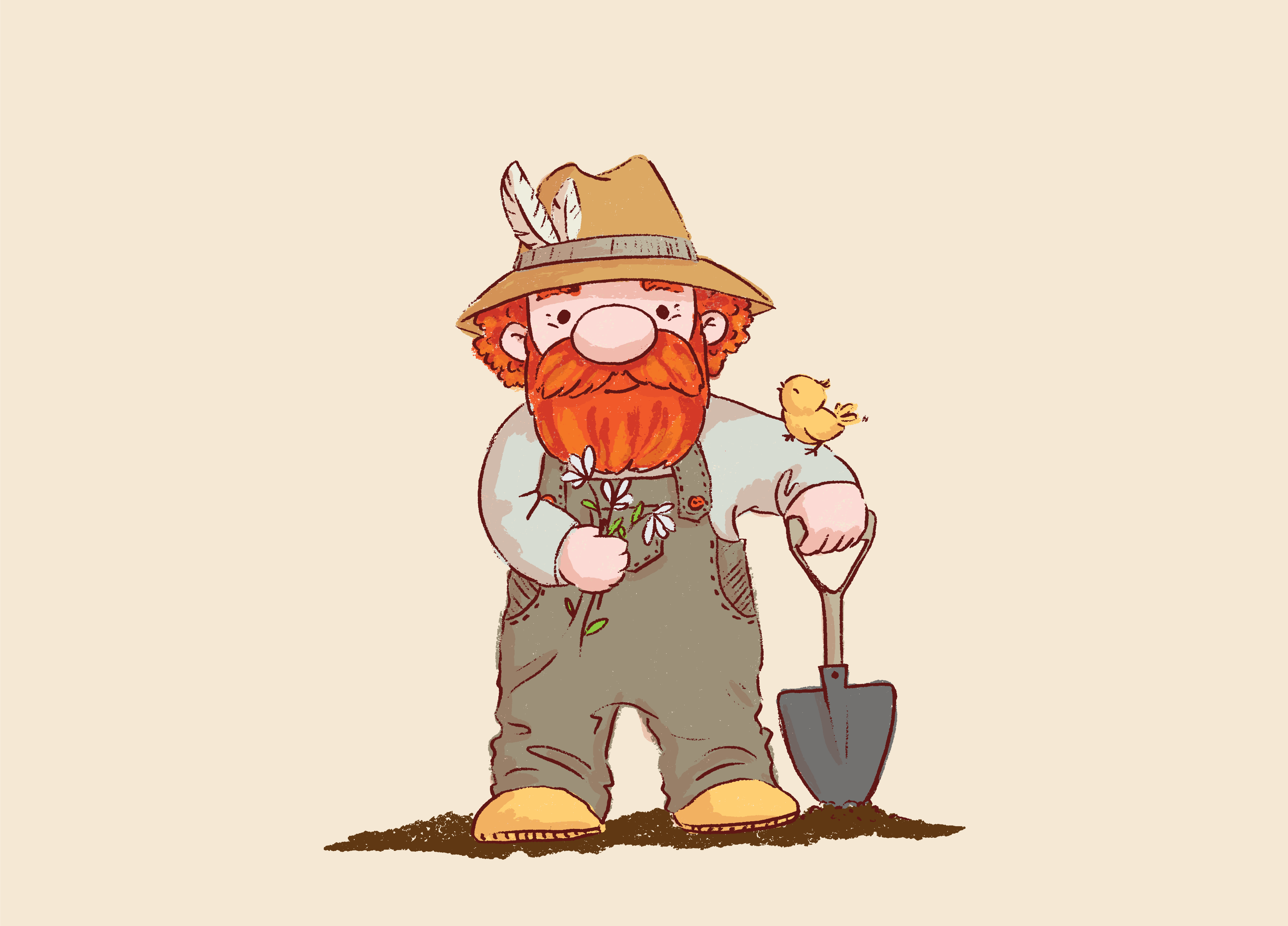 A gardener guy with flowers - student project