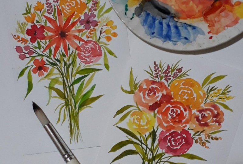 Loose floral bouquets