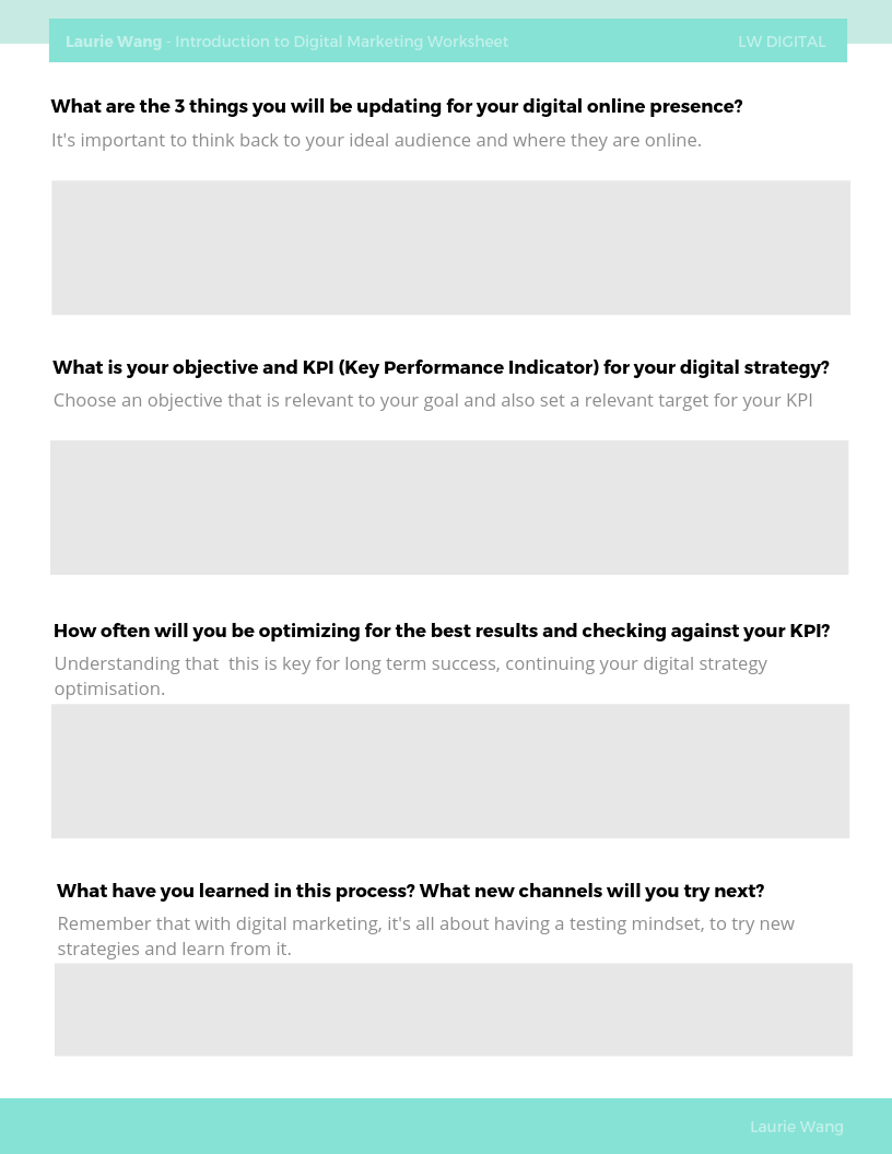 Introduction to Digital Marketing Worksheet - student project