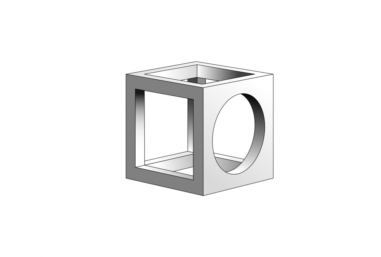 Hollow Cube in 45 Degree Perspective - student project
