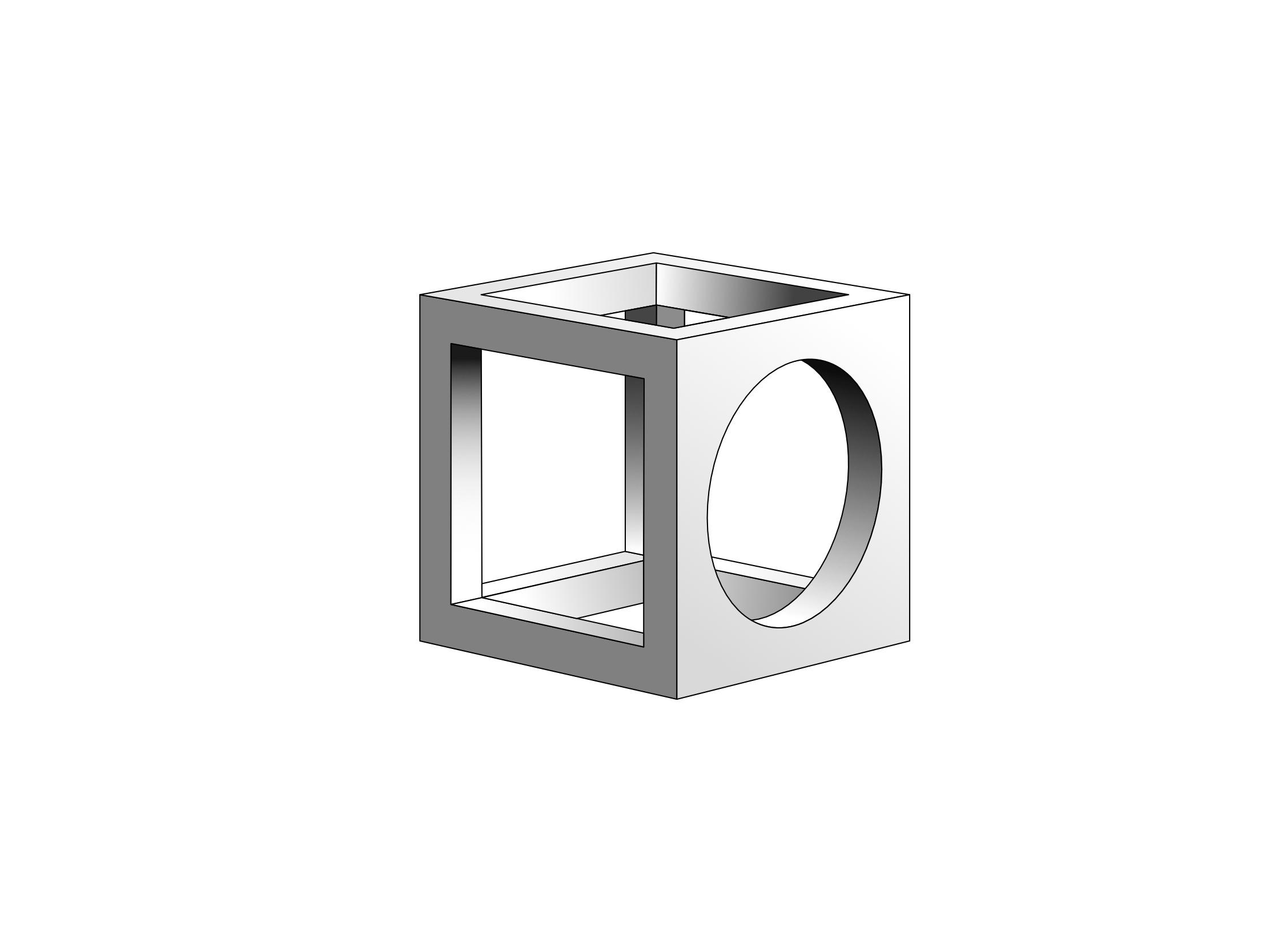 Hollow Cube in 45 Degree Perspective - student project