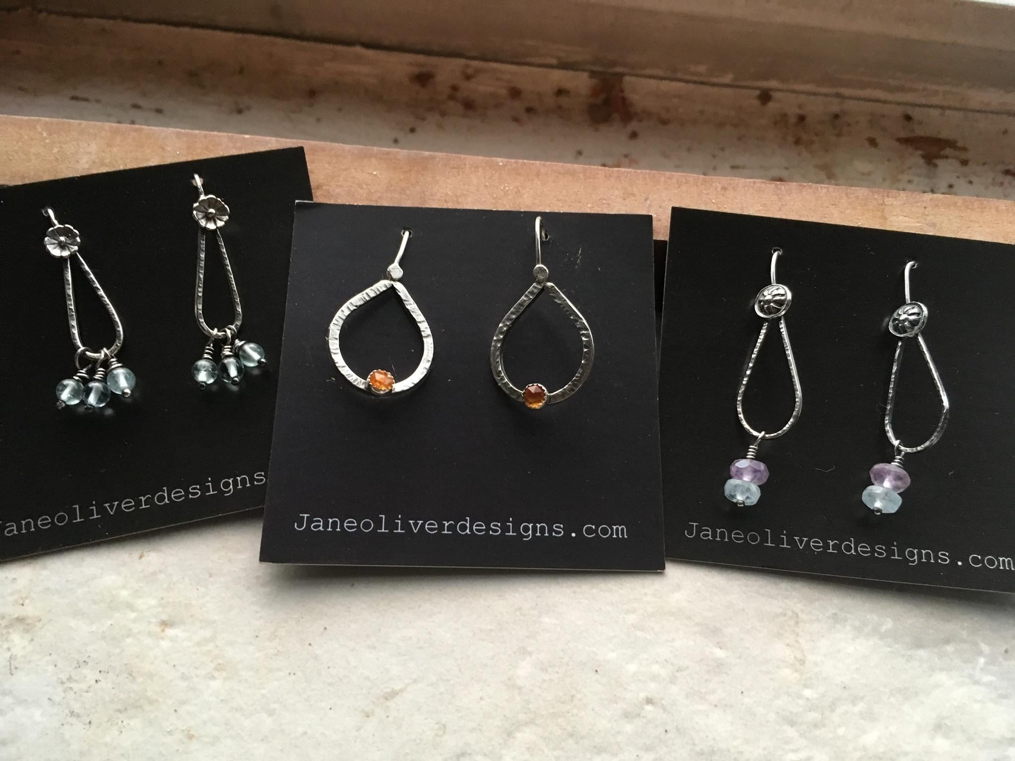 Aquamarine, citrine, amethyst and sterling silver - student project