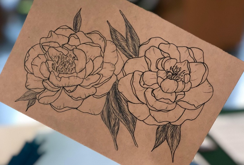 Line Art Peonies <3