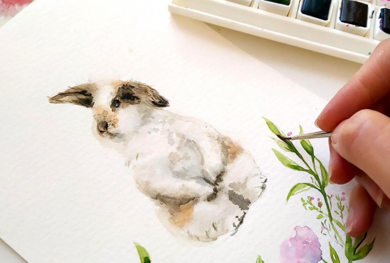 Watercolor bunnies