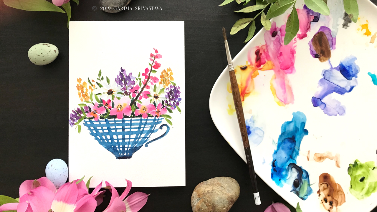 Watercolor Loose Floral Bouquet : Short and Simple Watercolor Project - student project