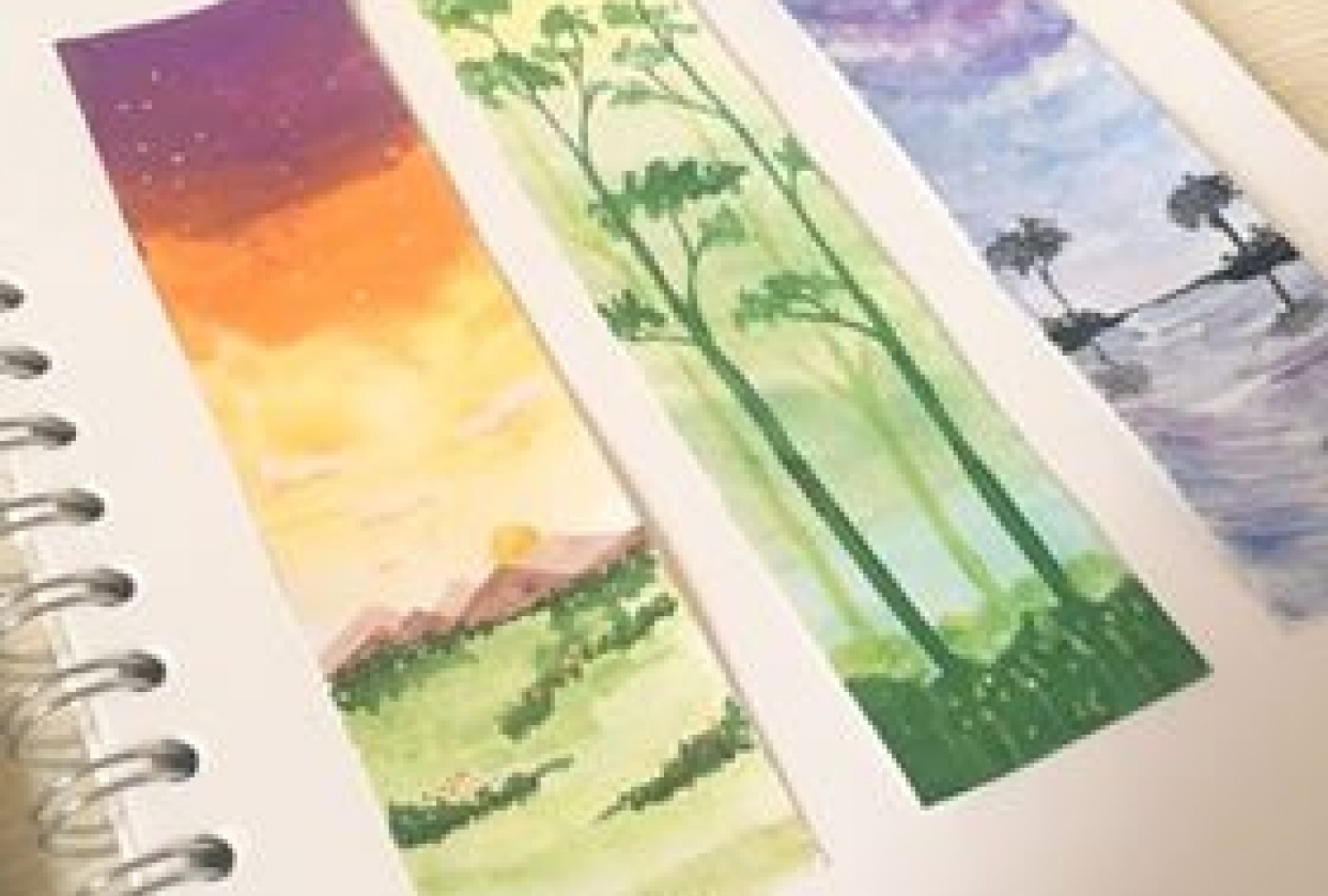 Landscape studies using gouache - student project