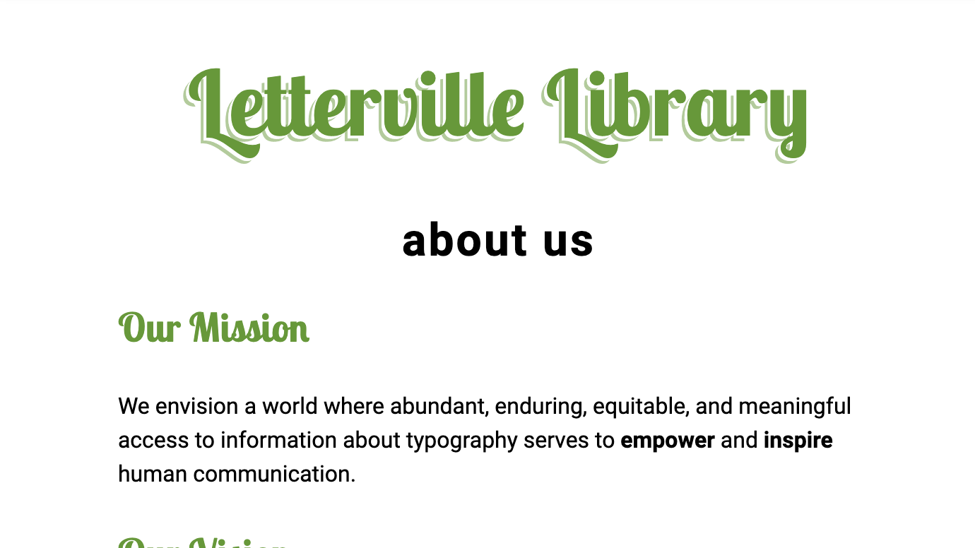 Teacher's Example Project for Web Typography - student project