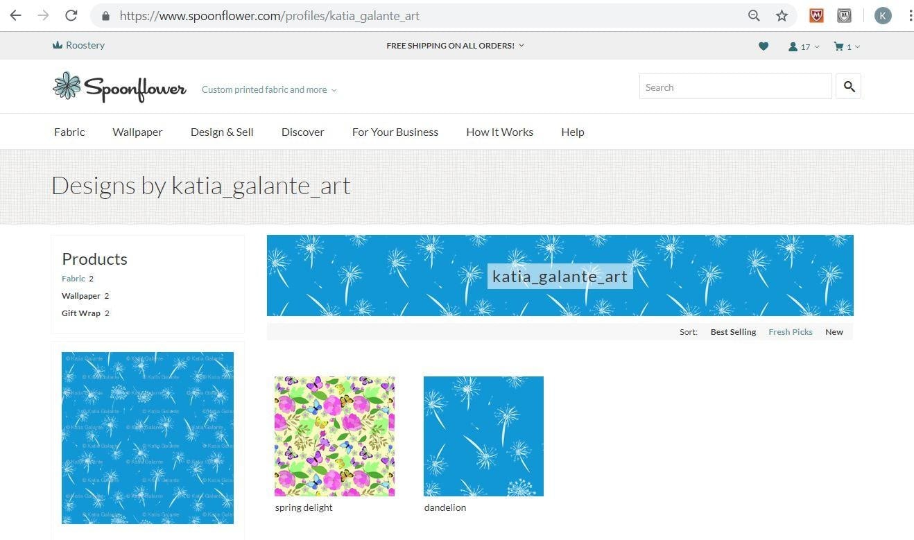 My Shop on SpoonFlower - student project