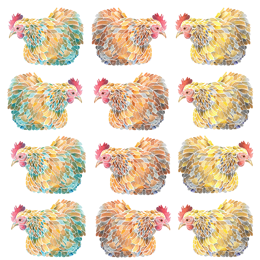 Mosaic Chicken Pattern - student project