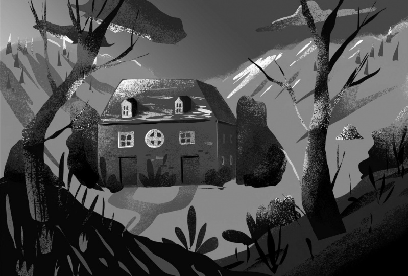 Black and white scene with lasso tool
