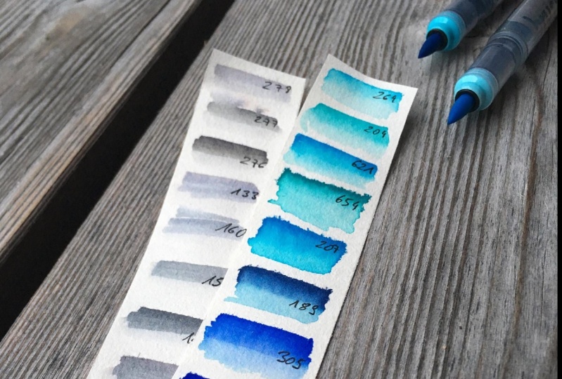 My Color Charts with watercolor brush markers
