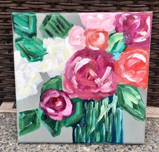 Easy Flower Painting-Acrylic - student project