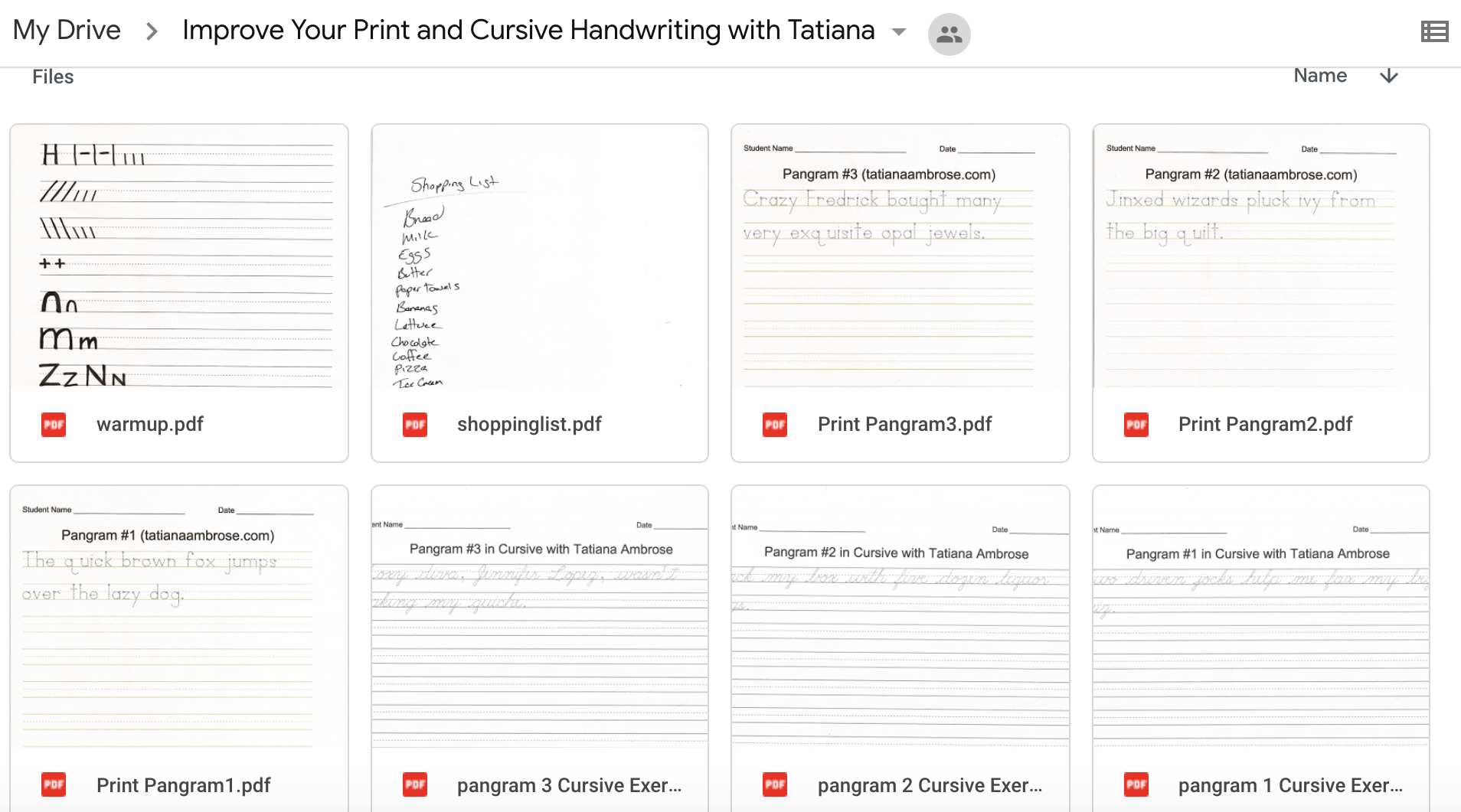 Download Handwriting Worksheets (link below) - student project