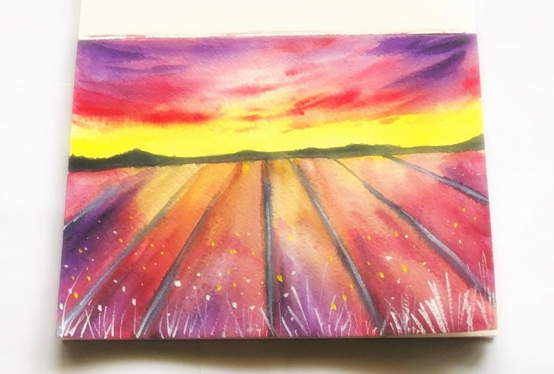 Sunset clouds in watercolor